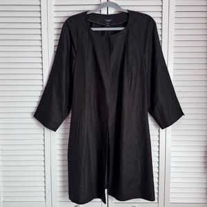 Talbots Irish Linen Unstructured Bound Seams Raglan Jacket Coat Black Size Large